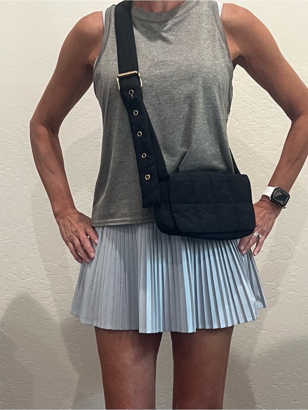 Urban Expressions Black Quilted Crossbody Bag with Gold Accent Buckle